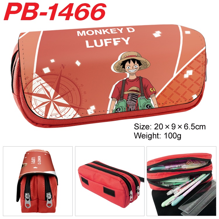 Túi Đựng Bút Vải Canvas Hai Lớp Có Khóa Kéo Họa Tiết Hoạt Hình One Piece Luffy Zoro 3D