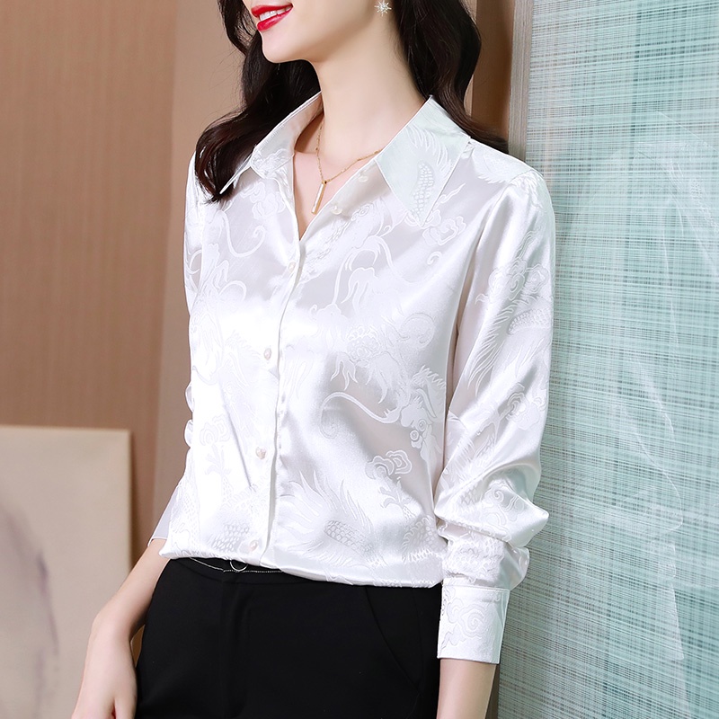 Áo Sơ Mi Lụa Jacquard Tay Dài Thương Hiệu Lớn Thời Trang Mùa Thu 2023 Phong Cách Mới Cao Cấp FF