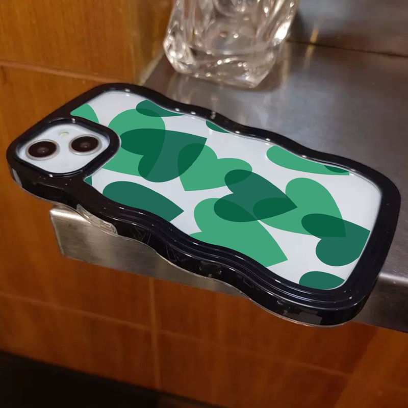 Suntaiho Ốp lưng iphone Ốp Điện Thoại in họa tiết trái tim xanh lá thích hợp cho iPhone 14 Pro 13 Pro Max 13 Pro XR XS Max