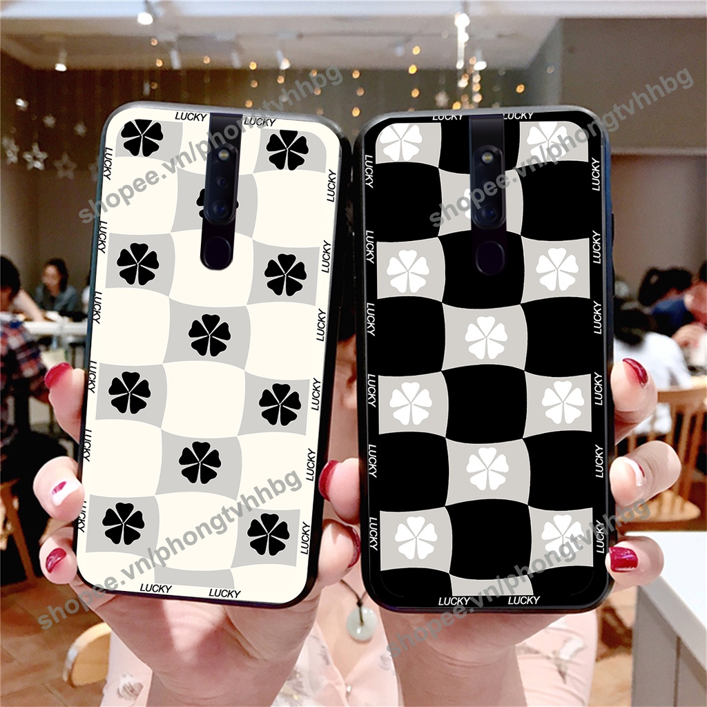 Ốp lưng Oppo F11 / F11 Pro caro mẫu hoa trắng đen cực đẹp cute giá rẻ