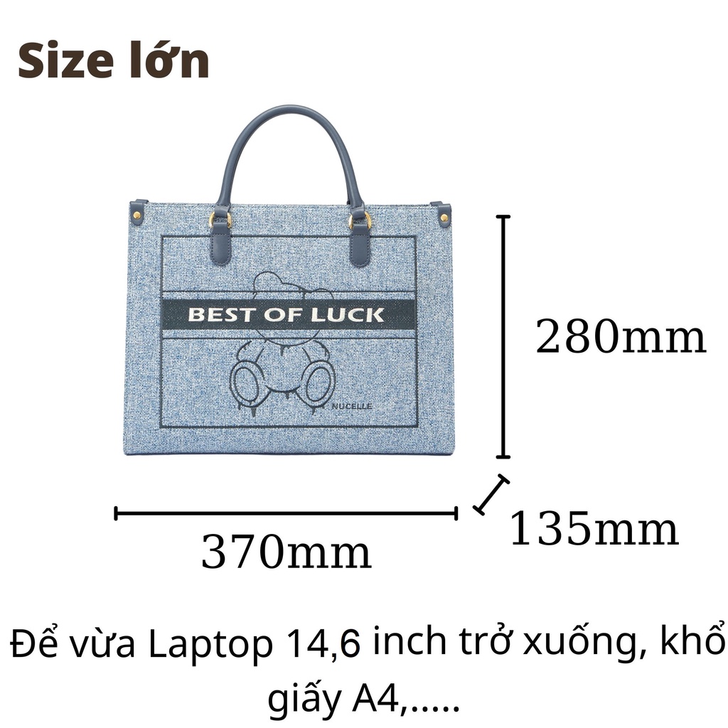 Túi xách nữ Nucelle to size lớn tote bag thời trang hàng hiệu đẹp Best of Luck 1171901 đi làm công sở