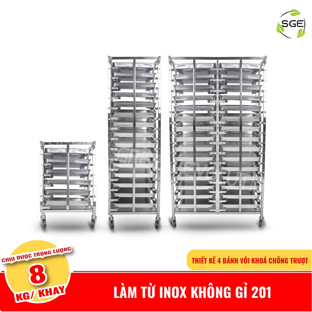 Kệ Khay Bánh, Kệ Inox Để Khay, Kệ Để Khay Bánh. Nhiều Kích Cỡ, Tiện Dụng, Đa Năng Có Bánh Xe Đẩy Và Khoá Bánh Xe