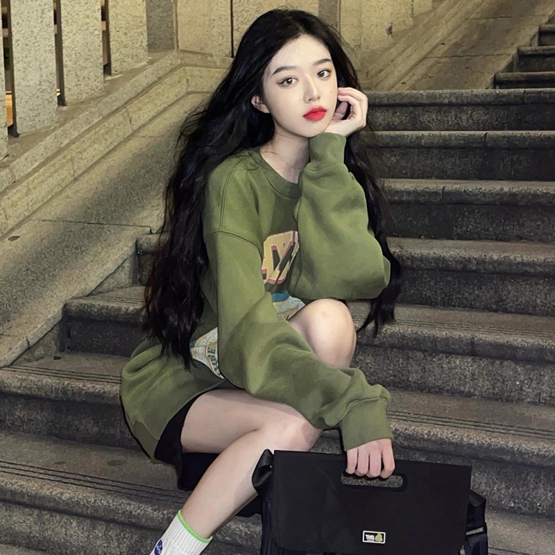 NRVP Áo Hoodie Thể Thao Tay Dài Có In Chữ Thời Trang Phong Cách Cho Nữ