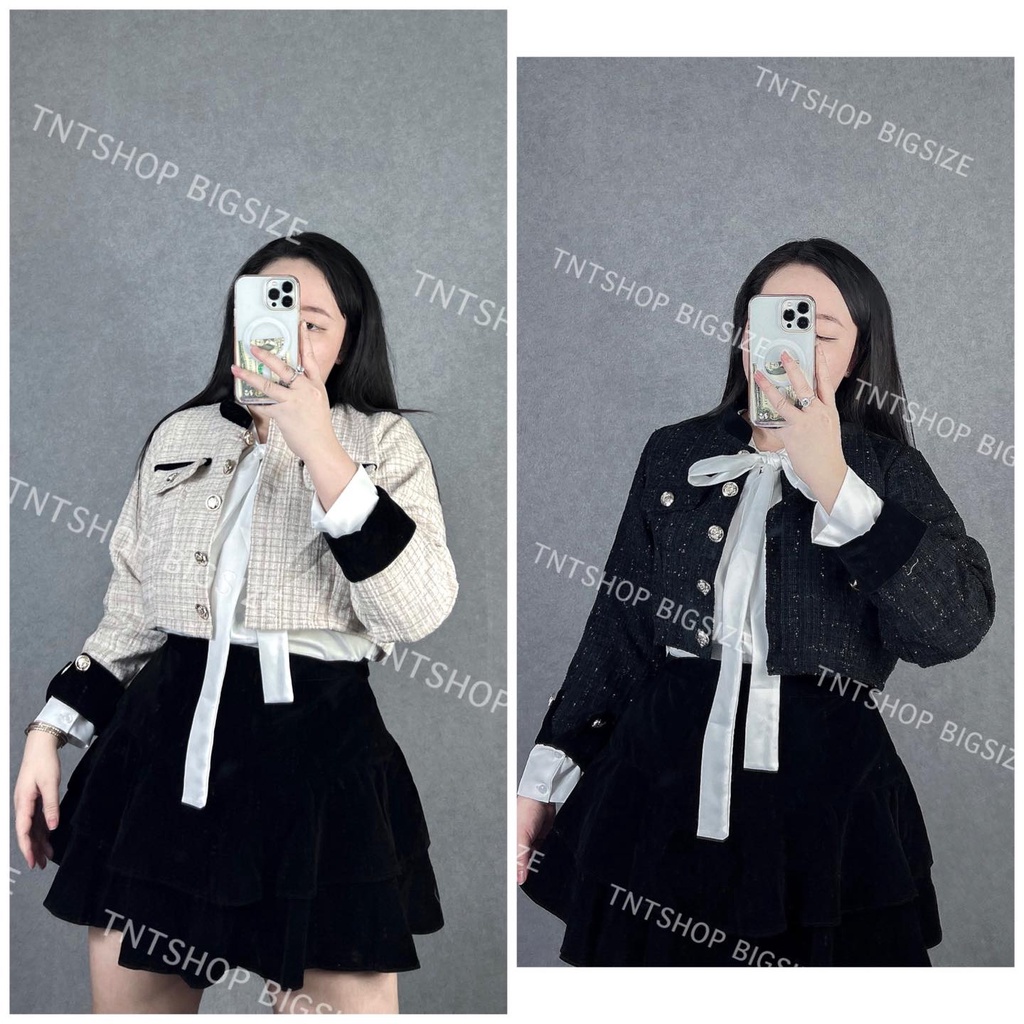 SET DẠ 4 MÓN KÈM CHÂN VÁY NHUNG  [ TNT Shop Bigsize 60kg - 90kg ]