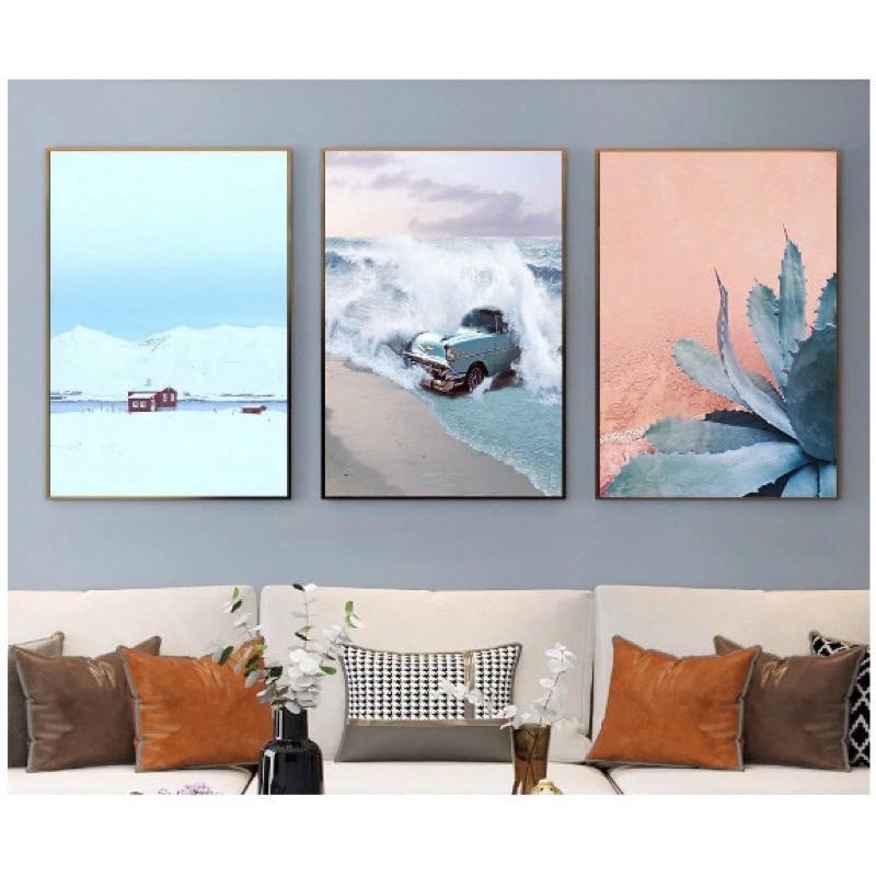 Bộ 3 Tranh Treo Tường Lụa Kim Sa Cao Cấp Trừu Tượng Hình Học Hiện Đại - Trang Trí Phòng Khách Phòng Ngủ- Melyhome