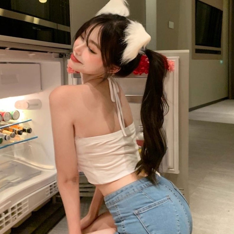 Áo hai dây XINLANYASHE in họa tiết gợi cảm thời trang phong cách Hàn Quốc dành cho bạn nữ