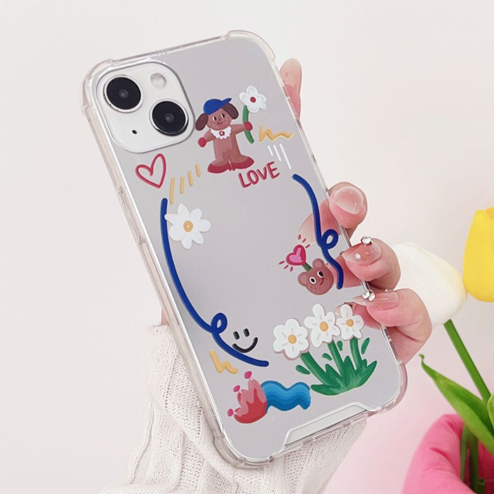 Ốp Điện Thoại TPU Mềm Tráng Gương Chống Sốc In Hình Vẽ Chó Doodle Thời Trang Cho IPhone 14 13 12 11 Pro Max