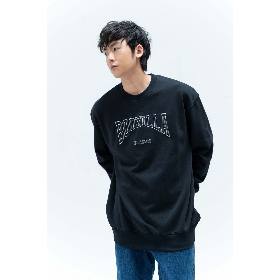 Áo Nỉ Không Mũ Unisex BOO Dáng Oversize Thêu Logo BZL