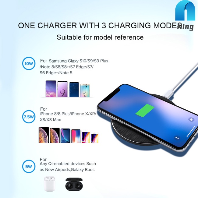 Đế Sạc Không Dây Bằng Hợp Kim Nhôm Siêu Mỏng