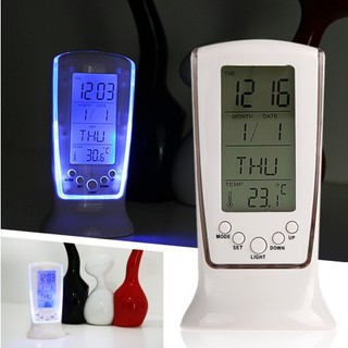 Ready Stock! Alarm Clock Digital alarm clock thermometer calendar blue backlight Led Clock snooze table clock night light