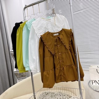 Áo sơ mi nữ phom rộng dài tay dây rút bên sườn siêu xinh kèm video ảnh thật Huyền Store