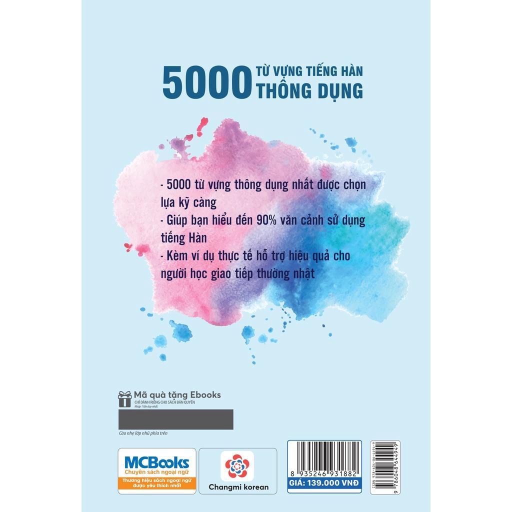 Sách - 5000 Từ Vựng Tiếng Hàn Thông Dụng - MCBooks