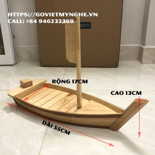 [Dài 55cm - Hàng chuẩn Nhật] Khay gỗ đựng sushi sashimi - khay thuyền gỗ sushi thuyền để setup lẩu - Gỗ thông