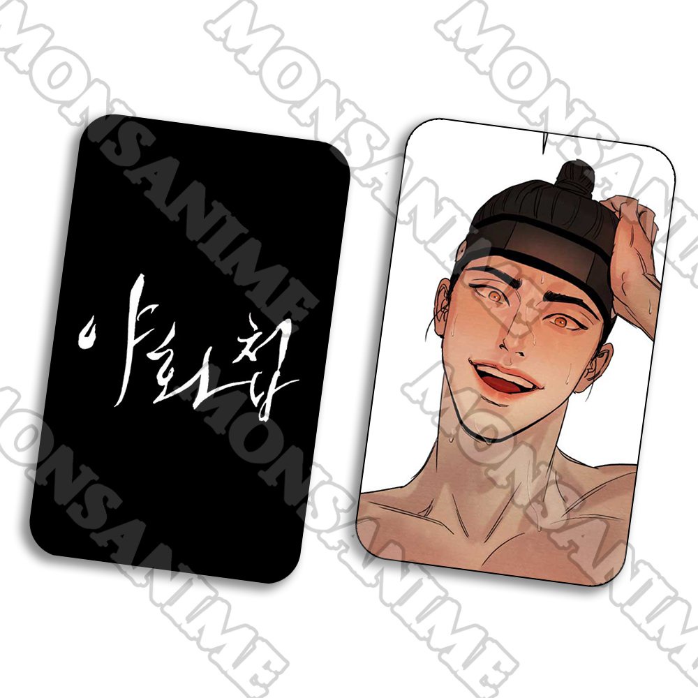 Ảnh card bo góc in hình DẠ KÝ ver CHỮ TRẮNG NỀN ĐEN BL manhua thẻ bo viền 5*8cm anime chibi 1 tấm