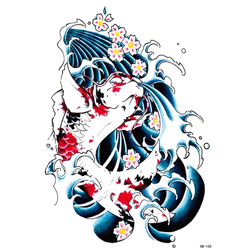 Hình Xăm Dán Tạm Thời Chống Nước Hình Cá Chép Phong Cách Mới Cho Nam Và Nữ