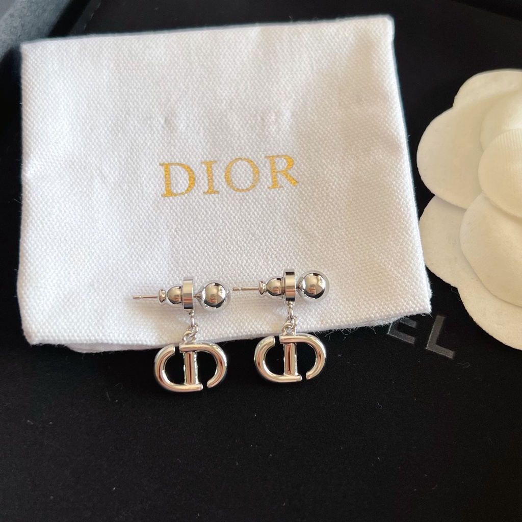 Bông Tai Mạ Bạc 925 Hình Chữ D Màu Trắng / Vàng Đồng Thời Trang 2023