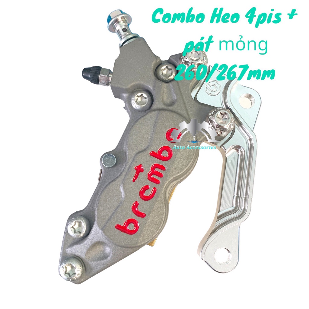 COMBO xe SIRIUS  Heo Dầu Bcmbe 4piston đối xứng, kèm Pát CNC gắn Trước MẪU MỎNG đi đĩa size 260mm 267mm (CÓ BÁN LẺ)