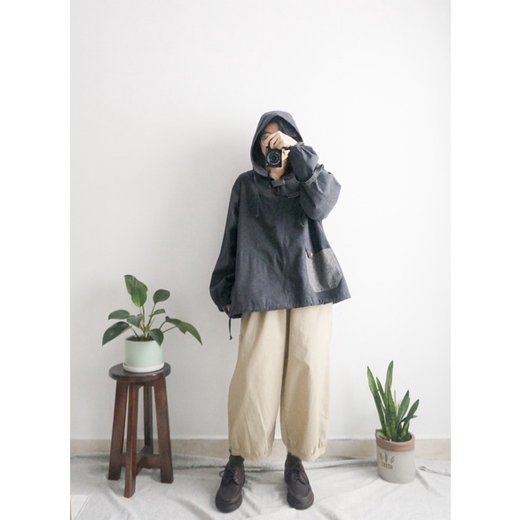 Áo hoodie unisex vải thô cào bông