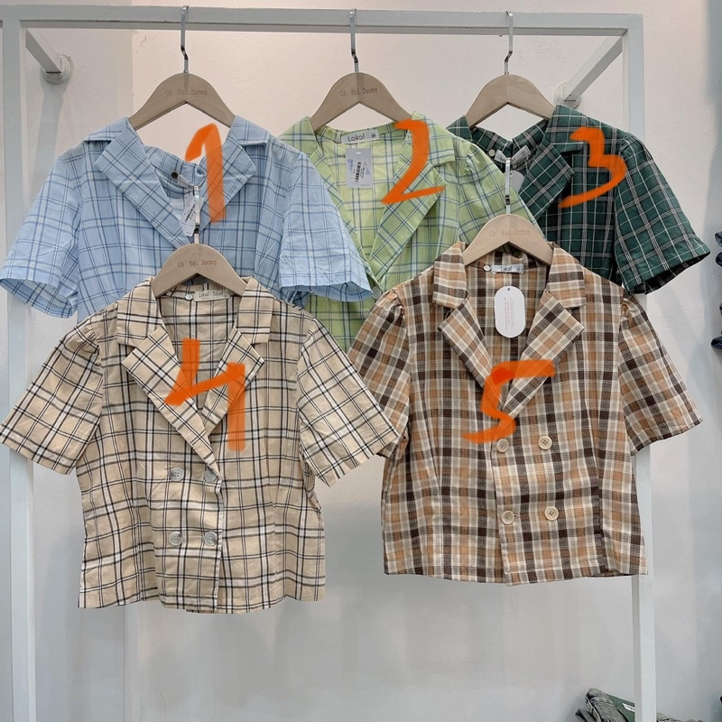 sơ mi kẻ cổ vest