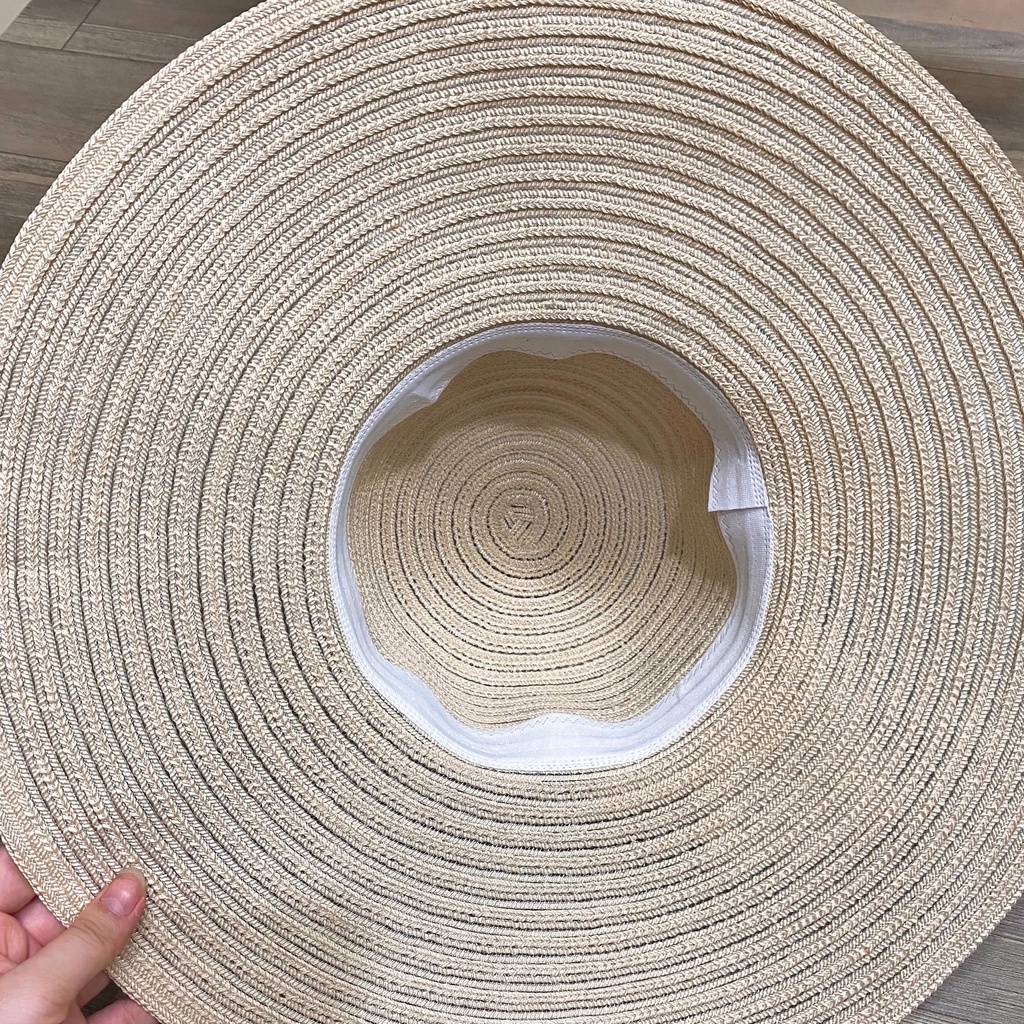 Nón mũ cói đi biển vành rộng phối nơ voan đính ngọc nhiều màu cực đẹp - NN8