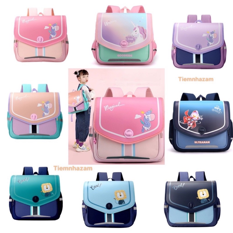 Balo chống gù, cặp sách trẻ em cho bé gái đi học tiểu học lớp 1 2 3 họa tiết 3D Ngựa pony sang trọng Tiemnhazam