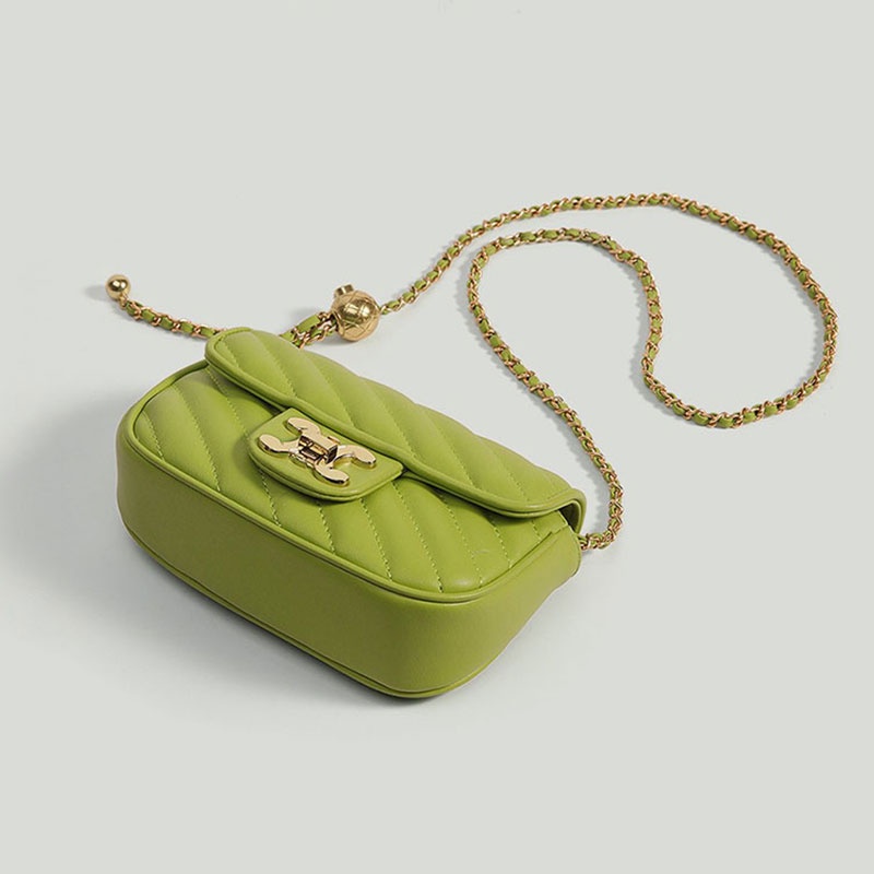 Mischa Túi Xách Da PU Màu Trơn Phối Dây Xích Đeo Vai Sành Điệu Dễ Phối Đồ