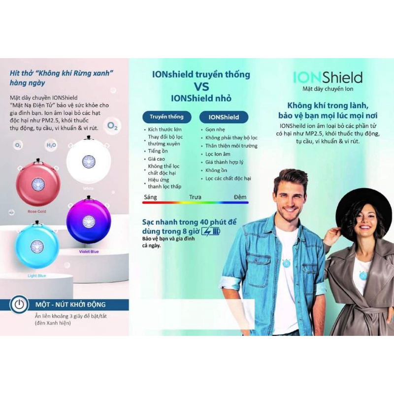 mặt dây chuyền Ion shield - prife international giúp không khí trong lành bảo vệ sức khỏe bạn