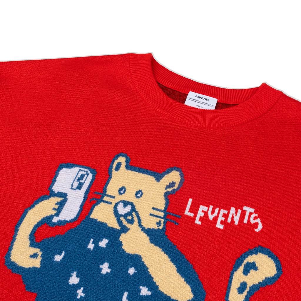 Áo Sweater Len Levents "My Animals" Series Panther/ Red