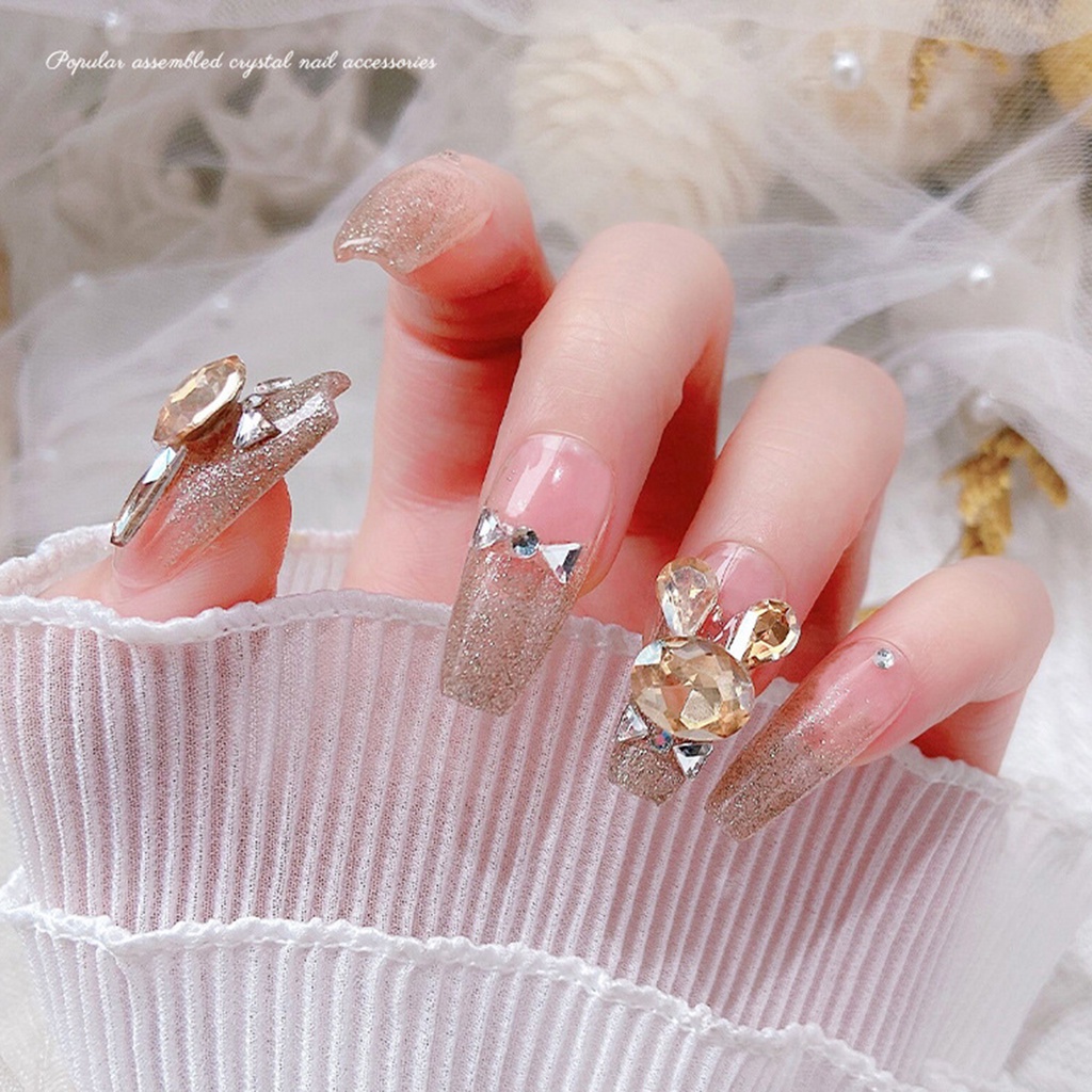 Set 6 Móng Tay Giả Pha Lê Chống Rơi Trang Trí Nghệ Thuật Cho Nữ