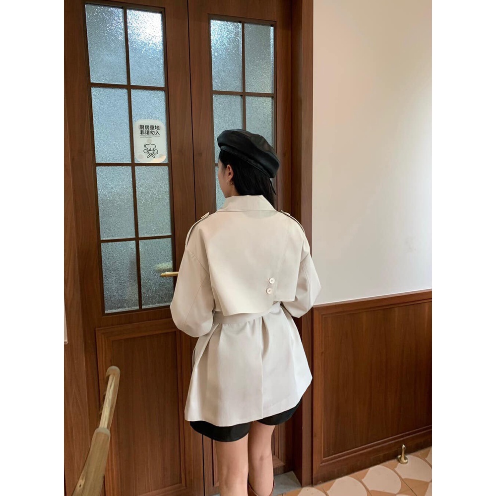 Áo MANGTO dáng lửng chất kaki, áo 2 lớp dày dặn, áo kèm đai, hàng Quảng Châu loại 1 IMISS