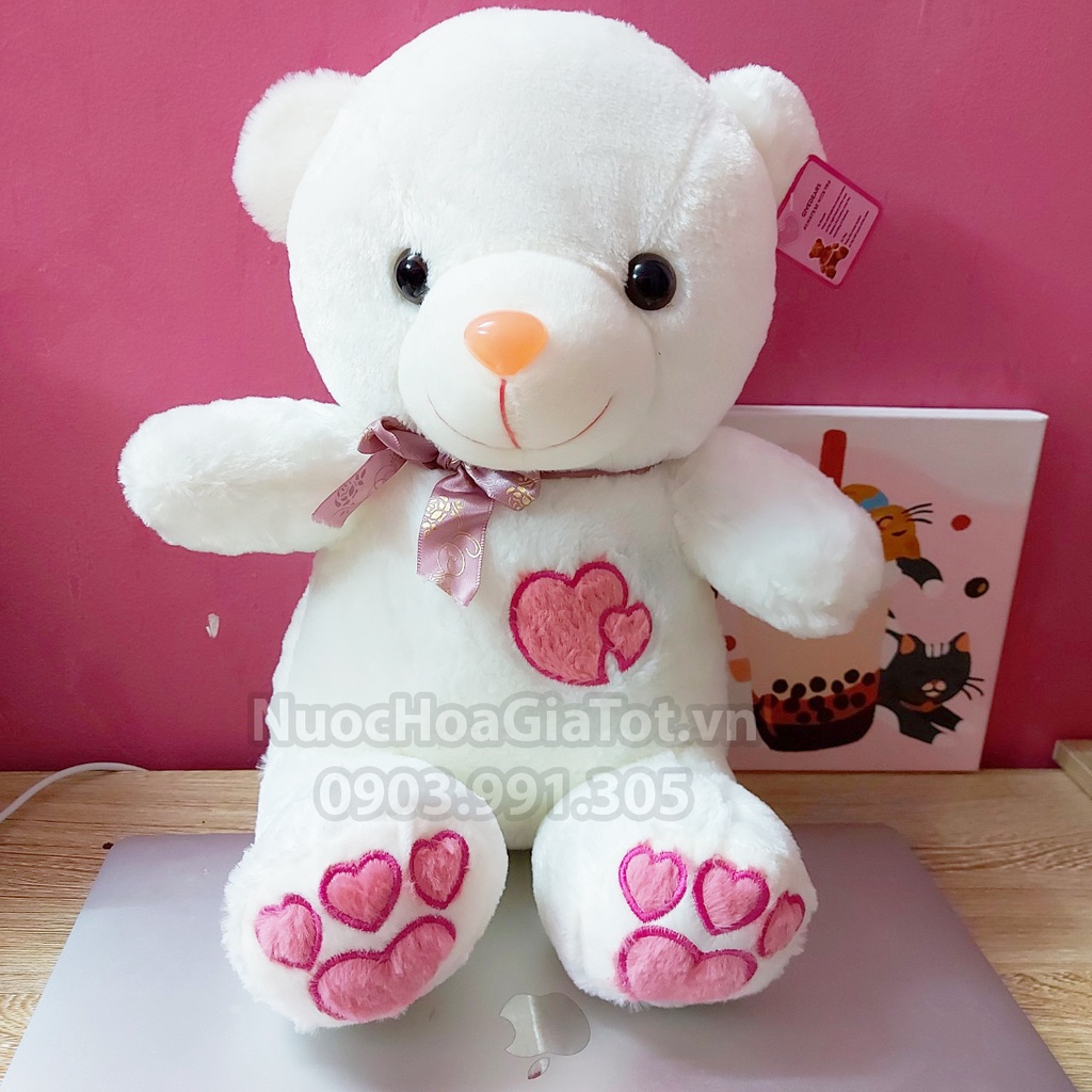 Gấu trắng 45cm ghi âm 30s thêu tim quà tặng valentine cầu hôn lễ tình nhân quốc tế phụ nữ 8-3 người yêu