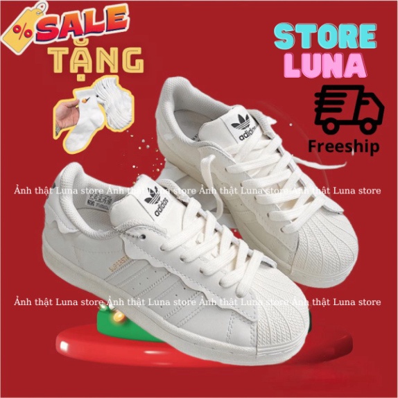 Giày Adidas Superstar, Das Sò 3 Màu Kem, Hồng, Xanh, Giày thể thao Adidas Sò Trắng bản Classic mới 2022 - Luna store