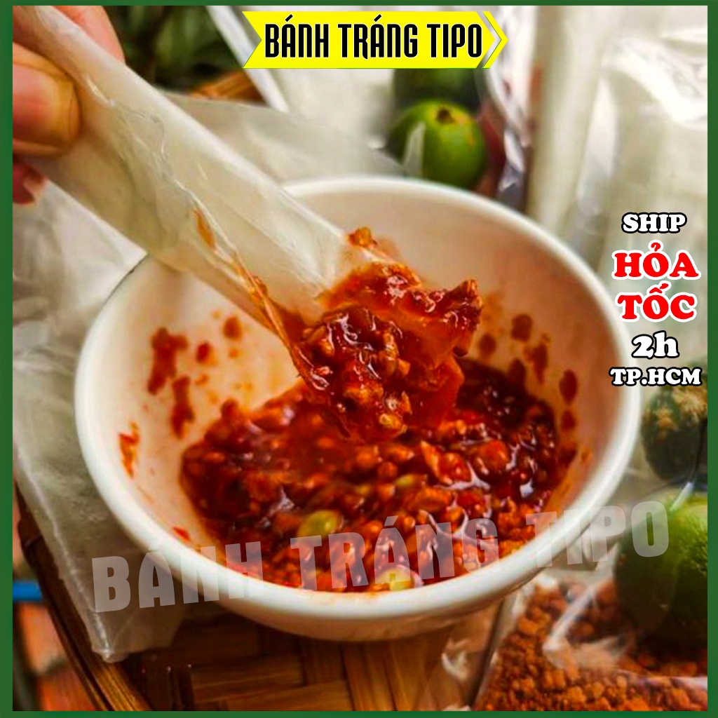 Xâu 10 bịch bánh tráng ỚT RIM, MUỐI TÔM siêu cay - Bánh tráng phơi sương chính gốc Tây Ninh - BÁNH TRÁNG TIPO