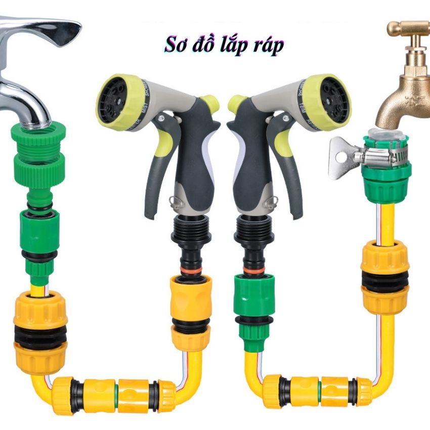 Khớp nối nhanh mang xông hai đầu ống dây phi 10mm đến phi 32mm lionking