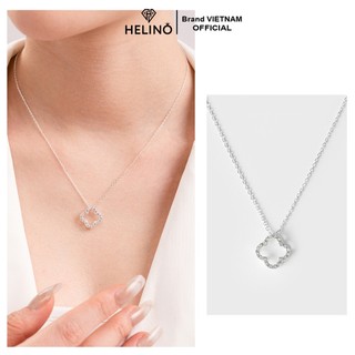 (HẾT HÀNG) Dây chuyền bạc nữ HELINO, cỏ bốn lá viền đá trong suốt lấp lánh C32