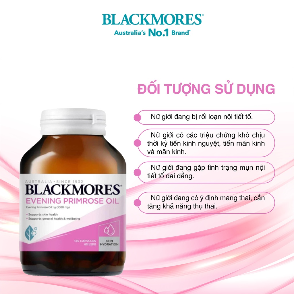 Tinh dầu hoa anh thảo Evening Primrose Oil Blackmores Úc 190 viên, hỗ trợ cân bằng nội tiết tố, làm đẹp da, tóc, móng