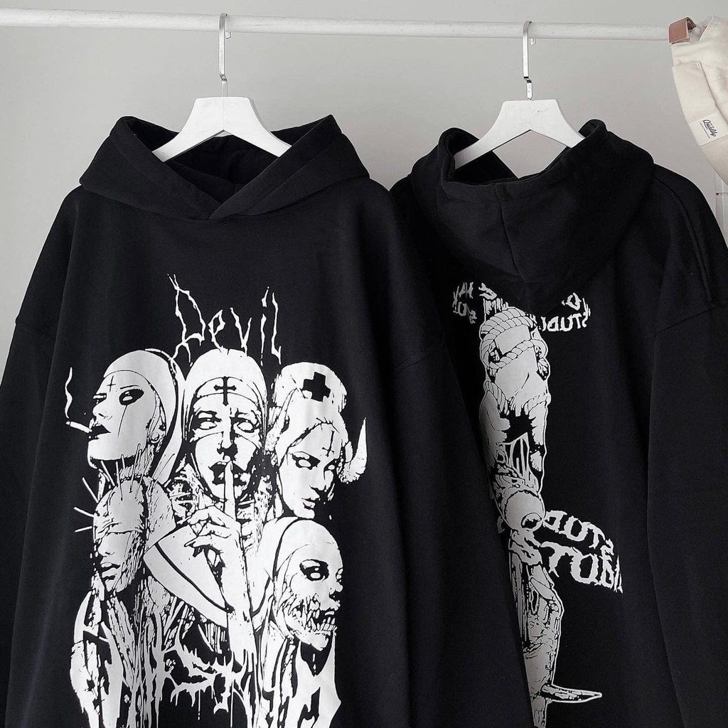 Áo Hoodie Nỉ Form Rộng Ulzzang Unisex DEVIL Vah Studio - TENTEN BOUTIQUE