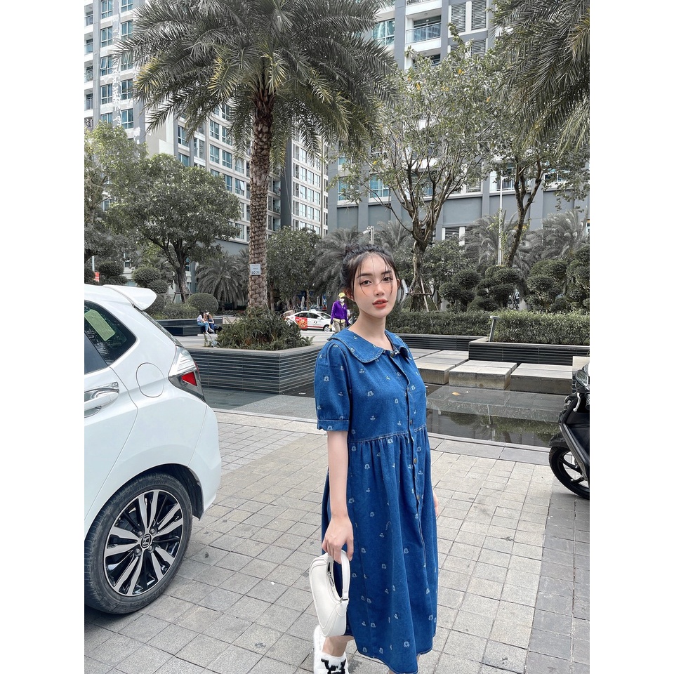 Đầm jean mickey - Xanh