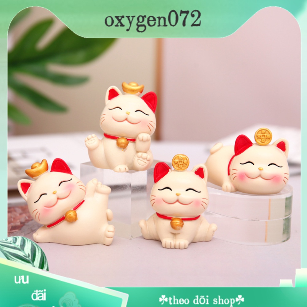 Mèo Thần Tài mini, May Mắn, Mèo Tài Lộc Đem Lại May Mắn Cho Gia Chủ bằng Nhựa cao cấp - Tượng Thần Tài Trang Trí Phòng Khách Gia Đình - Oxygen072