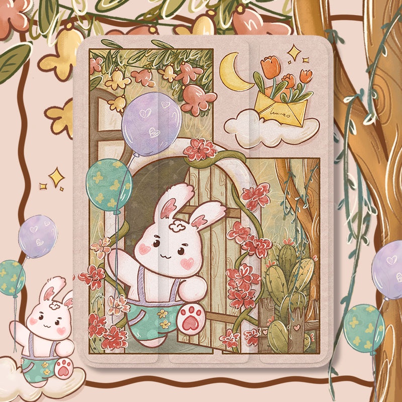 Ốp Máy Tính Bảng Mềm Hình Thỏ Hoa Cho iPad GEN10 7 / 8 / 9 Air4 / Air5 Pro11 "Pro12.9" 2022 Pro10.5 "mini6