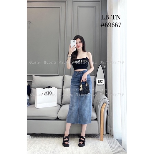 CHÂN VÁY JEANS DÀI TRƠN CẠP CAO QC L1 MS30178