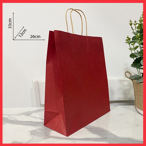 10 TÚI KRAFT ĐỎ ĐẬM 26X33X12CM  - TÚI ĐỨNG