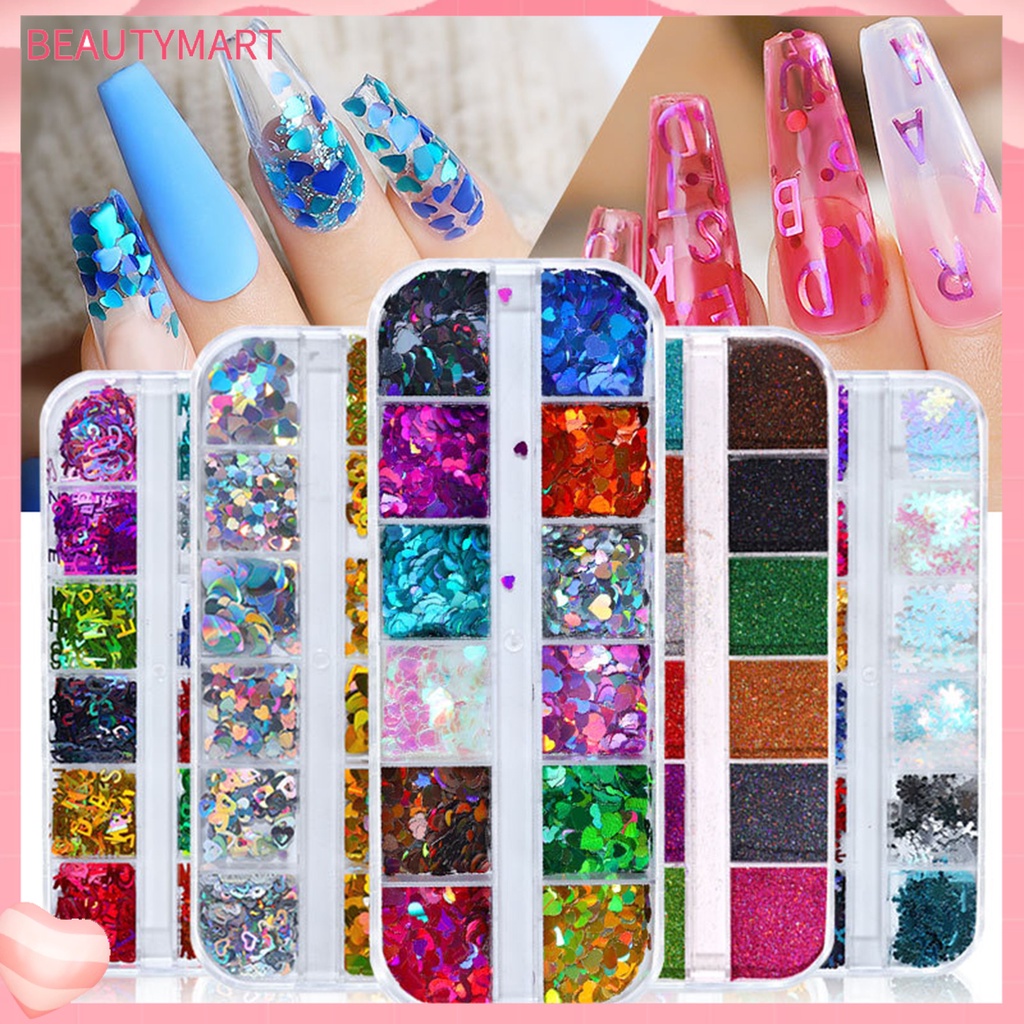 Sơn Móng Tay Siêu Mỏng Họa Tiết Trái Tim Đính Kim Sa Lấp Lánh Thời Trang Cho Nữ