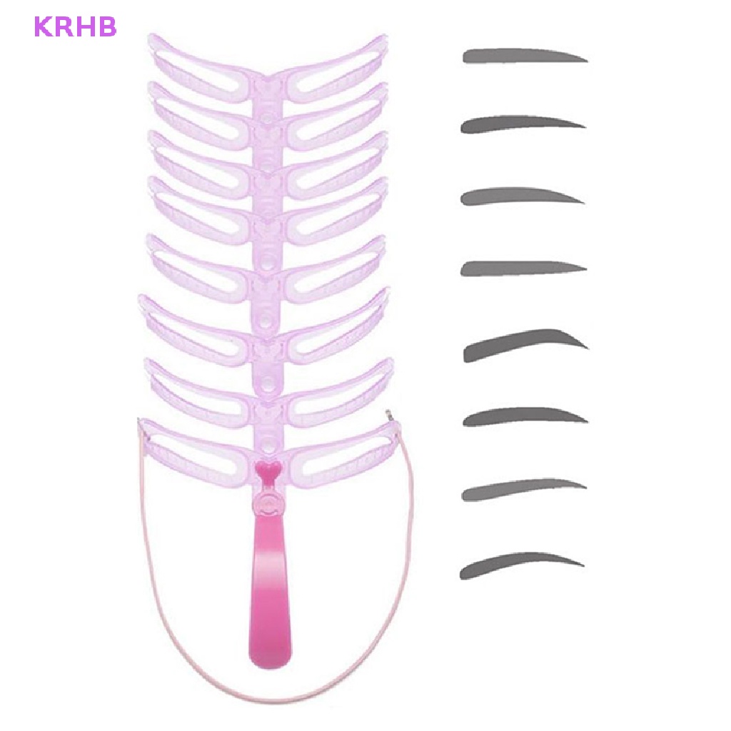 Set 8 Khuôn Kẻ Lông Mày Có Tay Cầm Và Dây Đeo Có Thể Tái Sử Dụng Tiện Lợi
