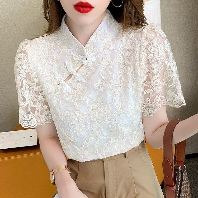 Sườn Xám Cách Tân Vải Voan Tay Ngắn Dáng Ôm Thời Trang Mùa Hè Cho Nữ