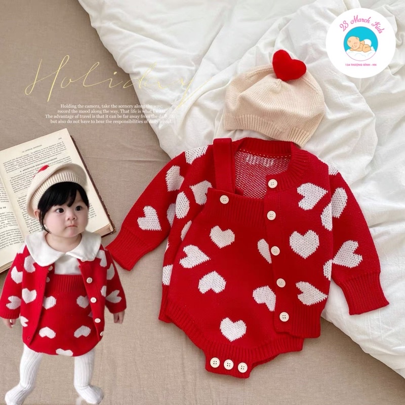 Set áo khoác+ yếm len hàng Quảng Châu siêu đẹp cho bé gái