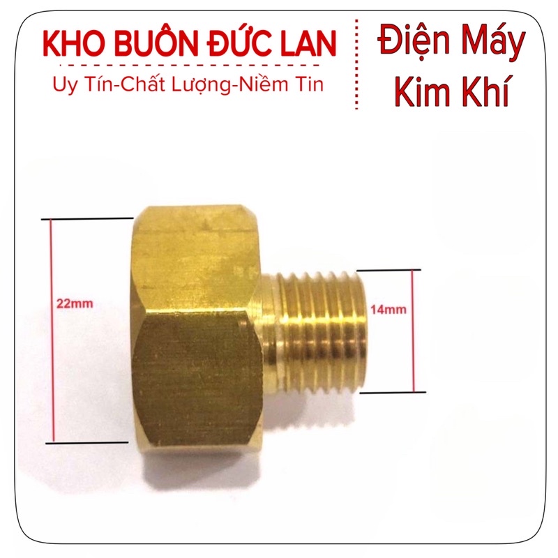 Khớp Chuyển Ren Trong 22mm - Ren Ngoài 14mm. Phụ Kiện Máy Rửa Xe Gia Đình