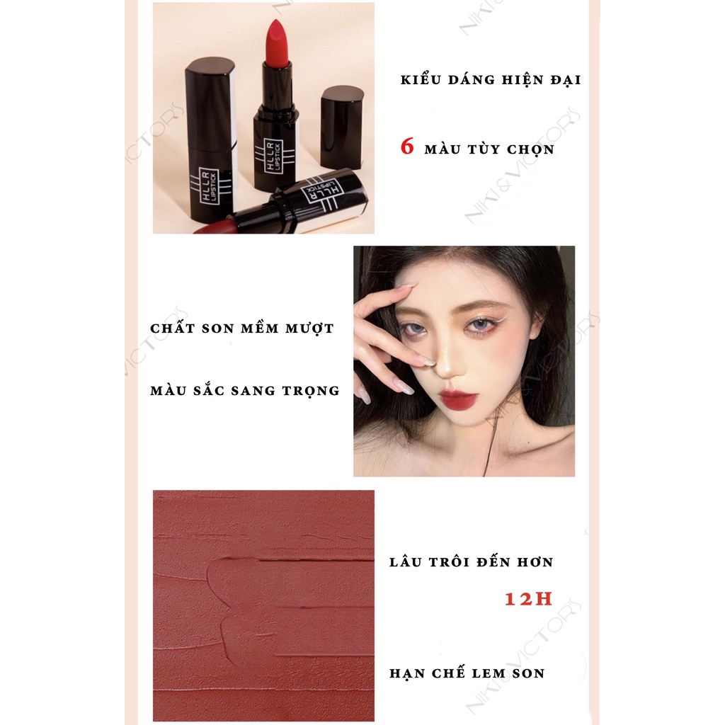 Son Lì Helen Beauty Chất Nhung Mịn 6 Màu Không Khô Môi Bền Màu Lâu Trôi Kiểu Dáng Thời Trang