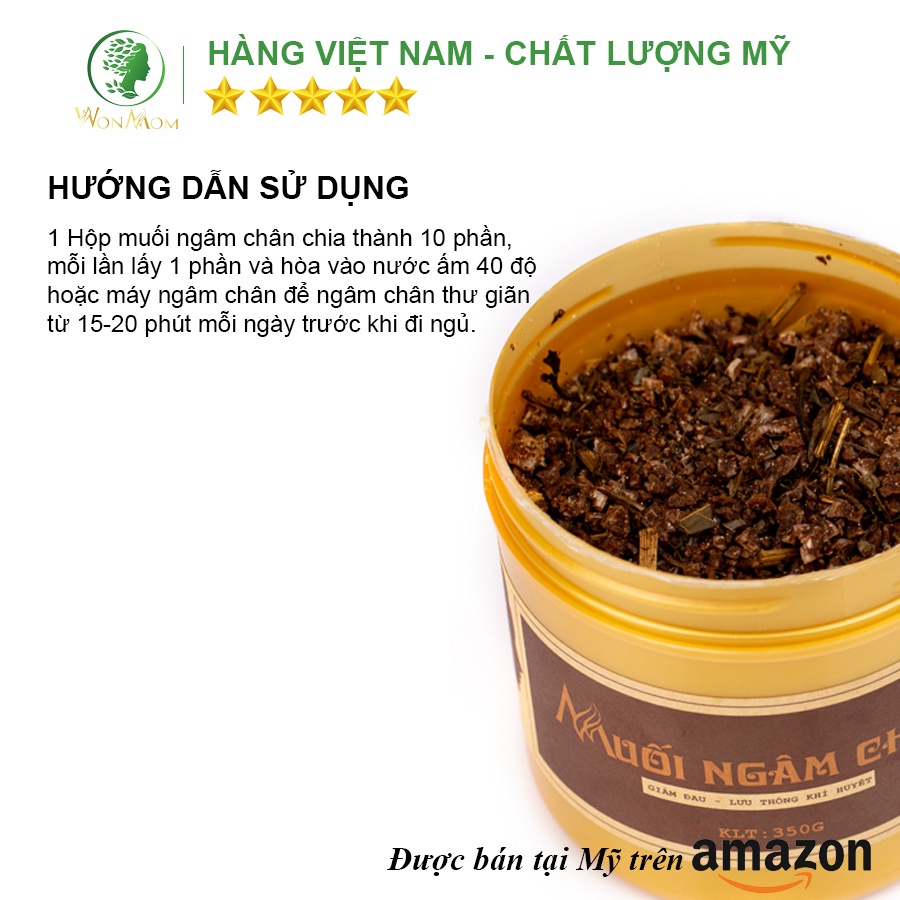 Muối ngâm chân thảo dược Giảm Đau Nhức, Phù Nề tốt cho người bị xương khớp và các mẹ bầu WonMom 350gr