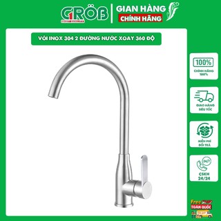 Vòi rửa bg grob -vòi inox 304 2 đường nước xoay 360